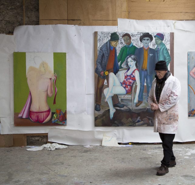 Photo of Martial Raysse in his studio, Bergerac, 2017