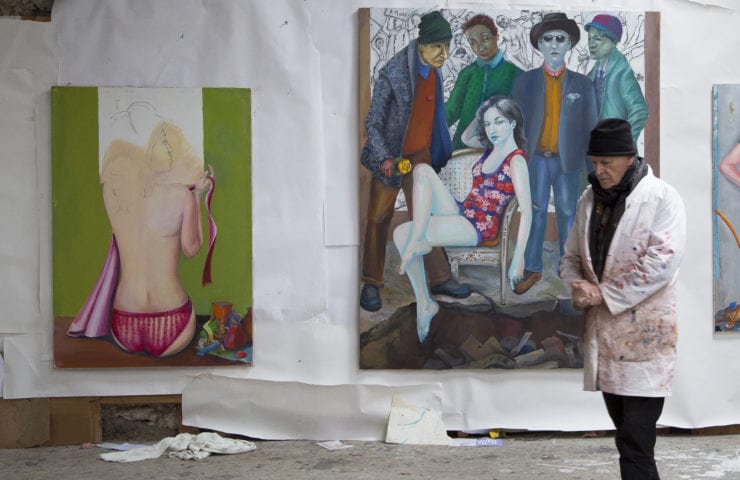 Photo of Martial Raysse in his studio, Bergerac, 2017