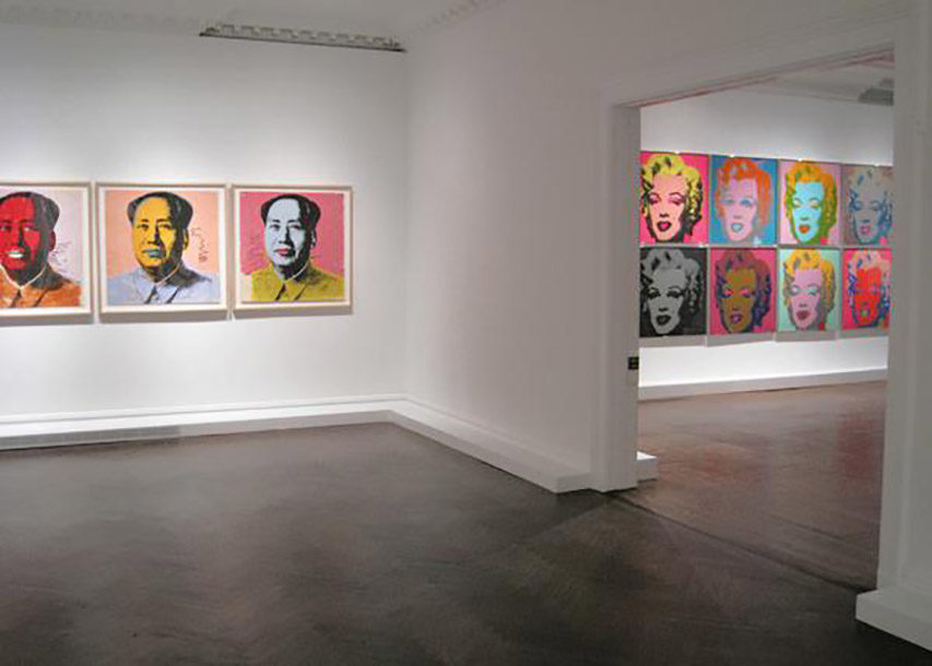 Installation view of the exhibition Warhol Print Portfolios: Marilyn Monroe, Mao, Electric Chairs, Campbell’s Soup