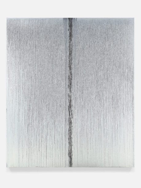 Pat Steir's painting Morning with Red Line in the Middle, 2015 - 16