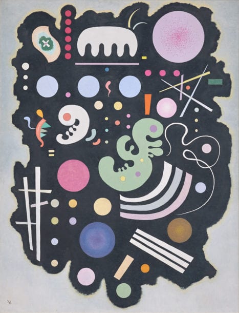 Painting by Wassily Kandinsky, "Noir bigarré," 1935.