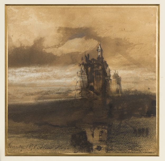 Victor Hugo's drawing A Gothic Castle by a Lake, 1858