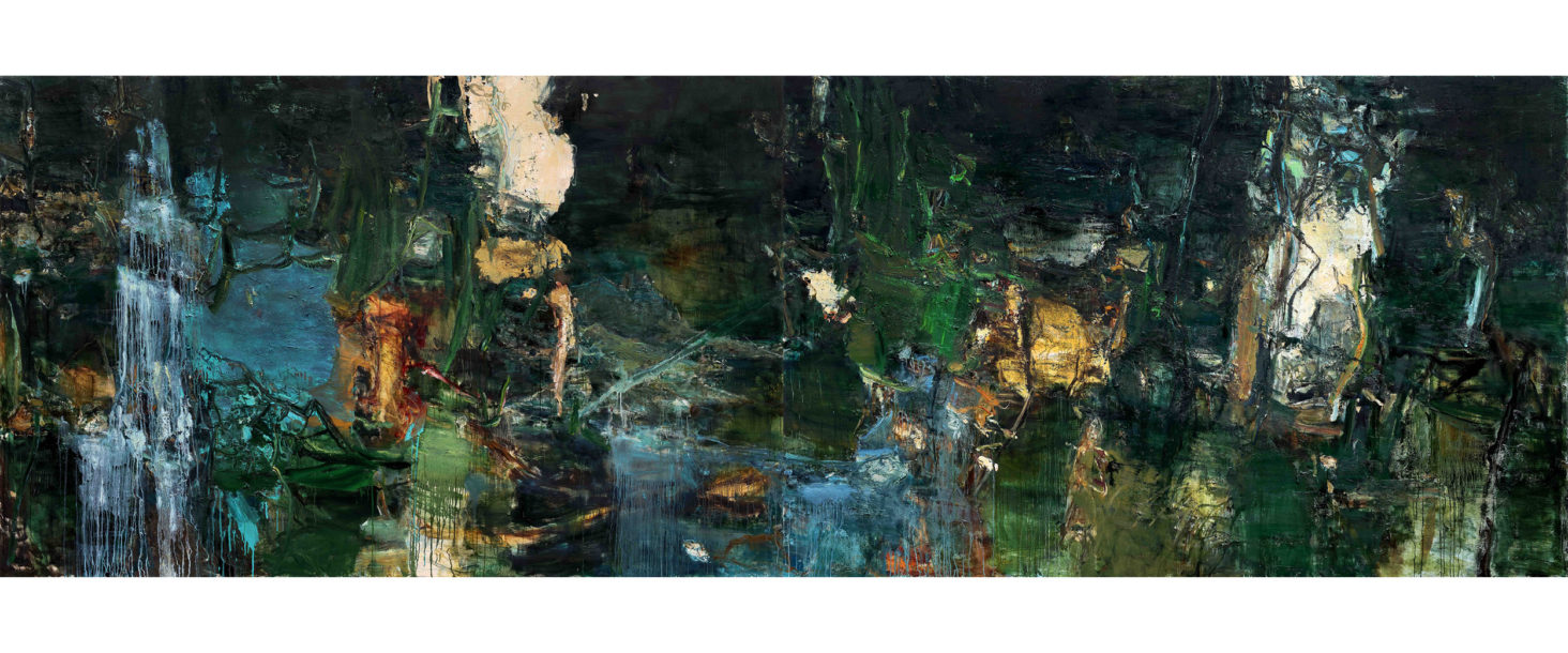 Tu Hongtao's painting titled Goddess of Luo River, an abstract painting of a landscape