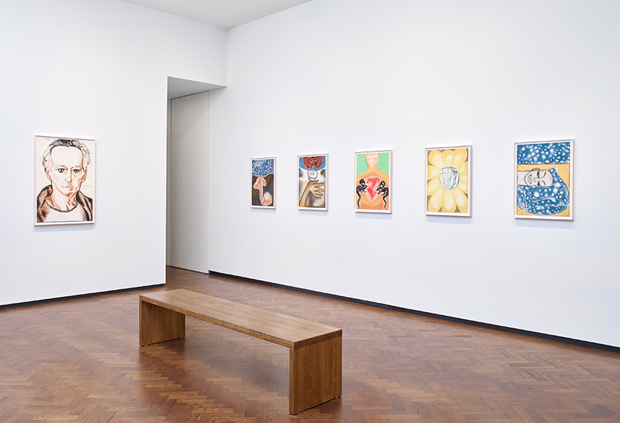 Installation view of Francesco Clemente's Pastels exhibition at Lévy Gorvy London, 2020