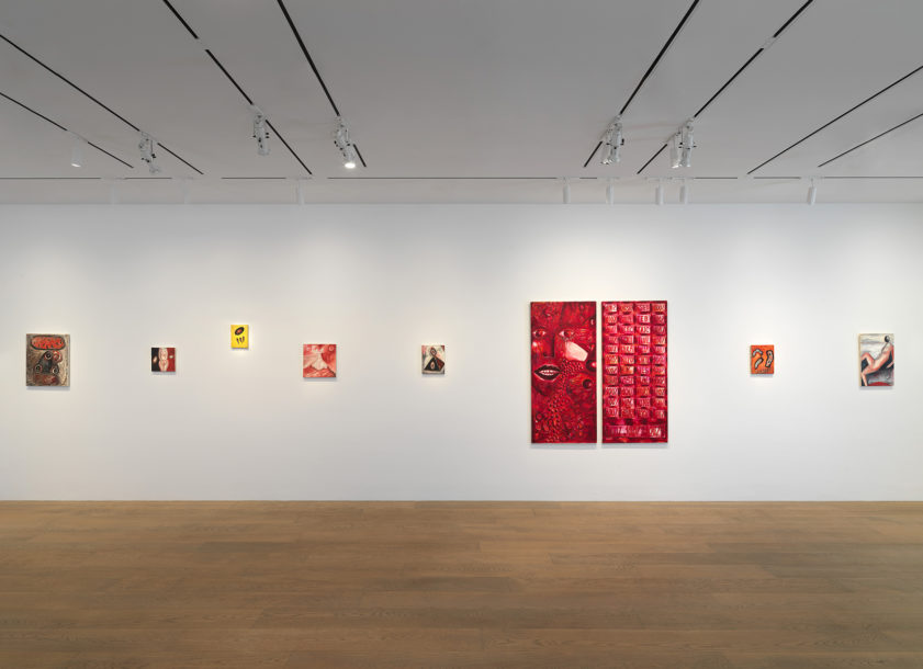 Installation view of Jutta Koether's 4 the Team exhibition at Lévy Gorvy New York