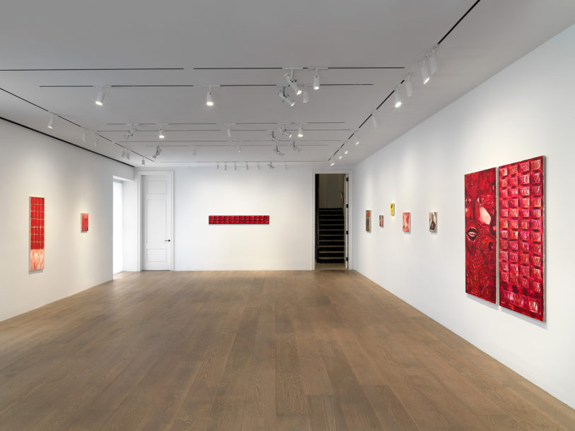 Installation view of Jutta Koether's 4 the Team exhibition at Lévy Gorvy New York