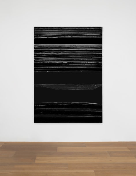 Install view of Pierre Soulages's painting Peinture, 202 x 143 cm, 8 septembre 2019 (2019)