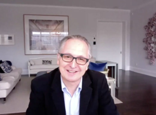 Image of Brett Gorvy speaking on LGTV webinar series