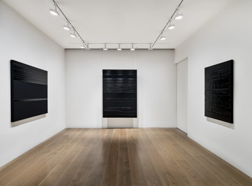 Installation view of Pierre Soulages: Outrenoir exhibition at Lévy Gorvy Hong Kong 2020