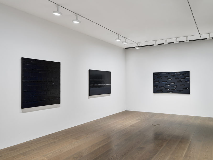 Installation view of Pierre Soulages: Outrenoir exhibition at Lévy Gorvy Hong Kong 2020