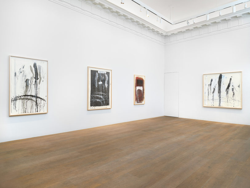 Installation view of Pat Steir: Waterfall Paintings on Paper exhibition at Lévy Gorvy New York 2020
