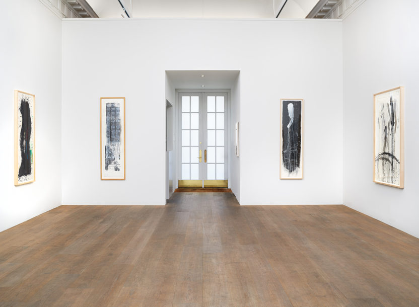 Installation view of Pat Steir: Waterfall Paintings on Paper exhibition at Lévy Gorvy New York 2020