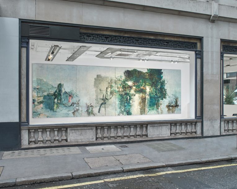 Exterior Installation view of Tu Hongtao "Twisting and Turning" exhibition at Lévy Gorvy London