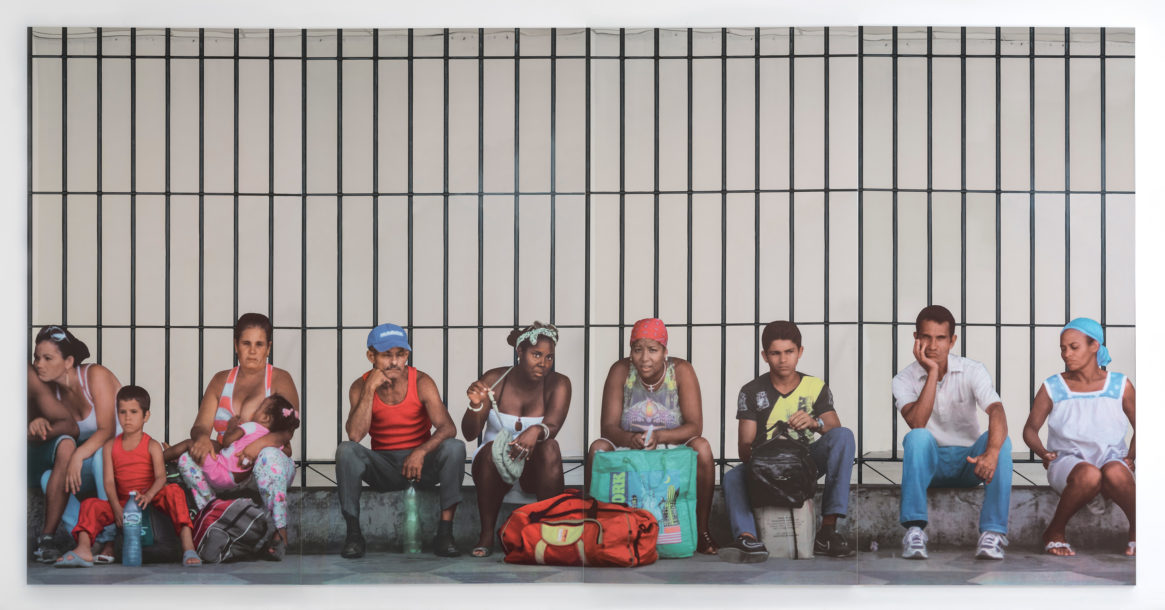 Michelangelo Pistoletto's "La Habana, persone in attesa" panels