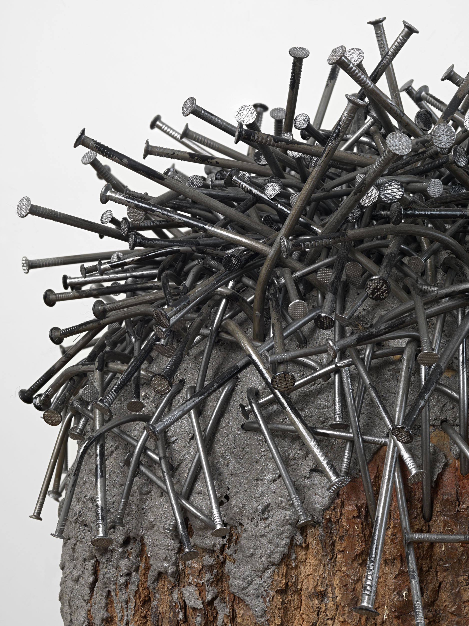 Detail view of Günther Uecker's sculpture Bäume aus einem Stamm, 2009–15