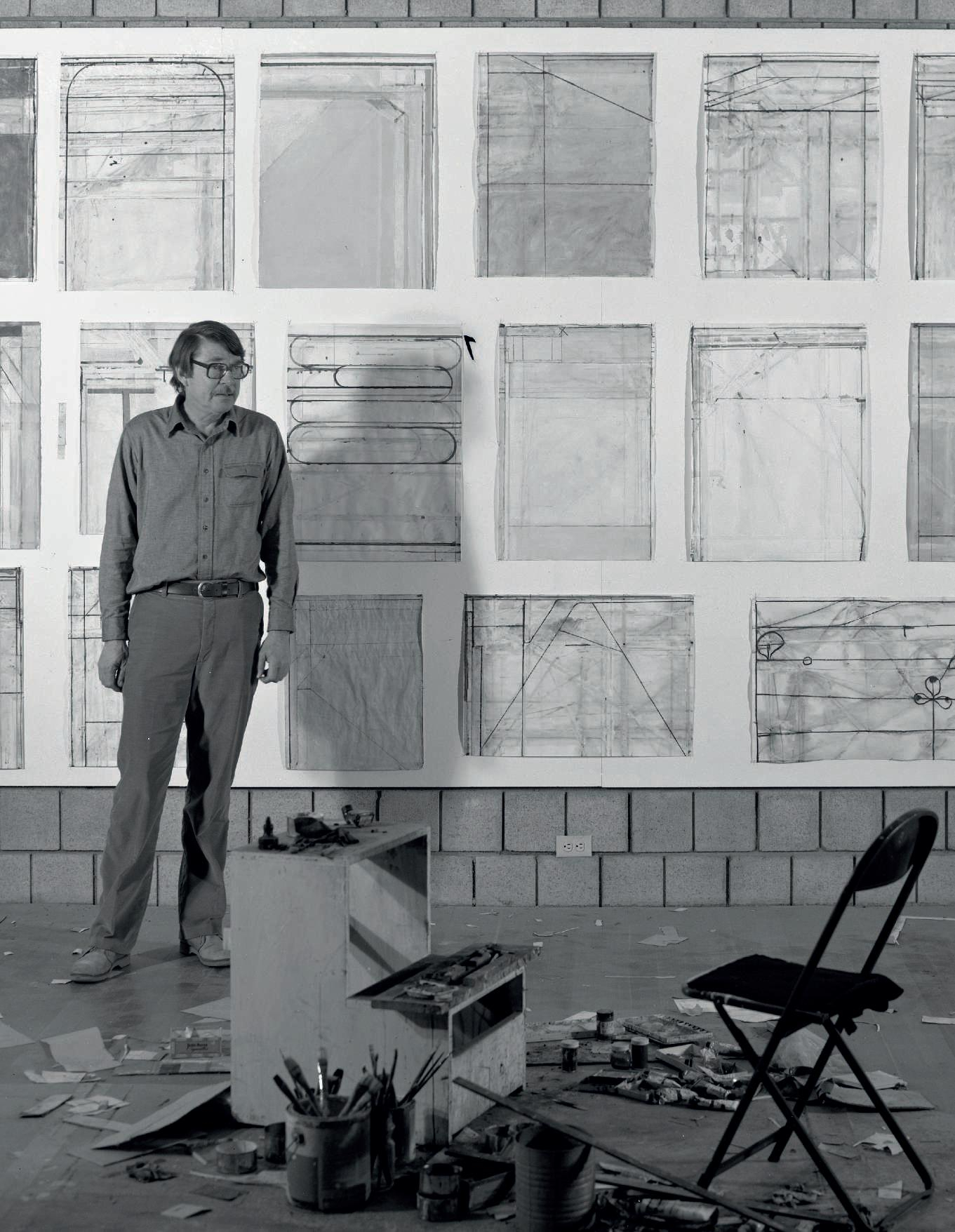 Archival photo of Richard Diebenkorn in his studio