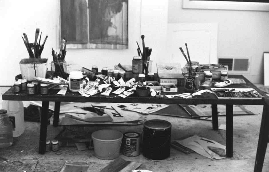 Black and white image of Richard Diebenkorn's studio