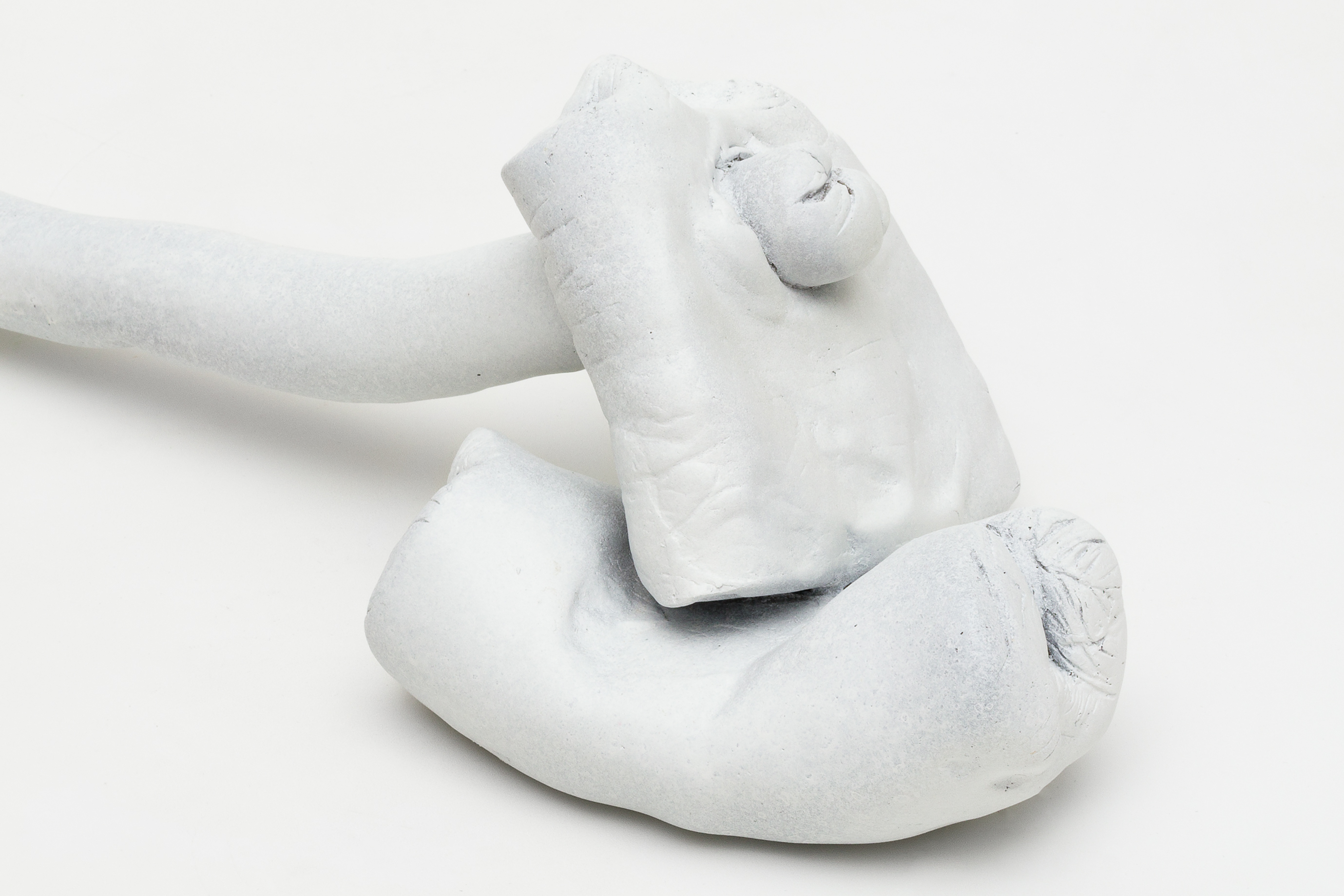 Detail view of Paulo Monteiro's Untitled white patina sculpture