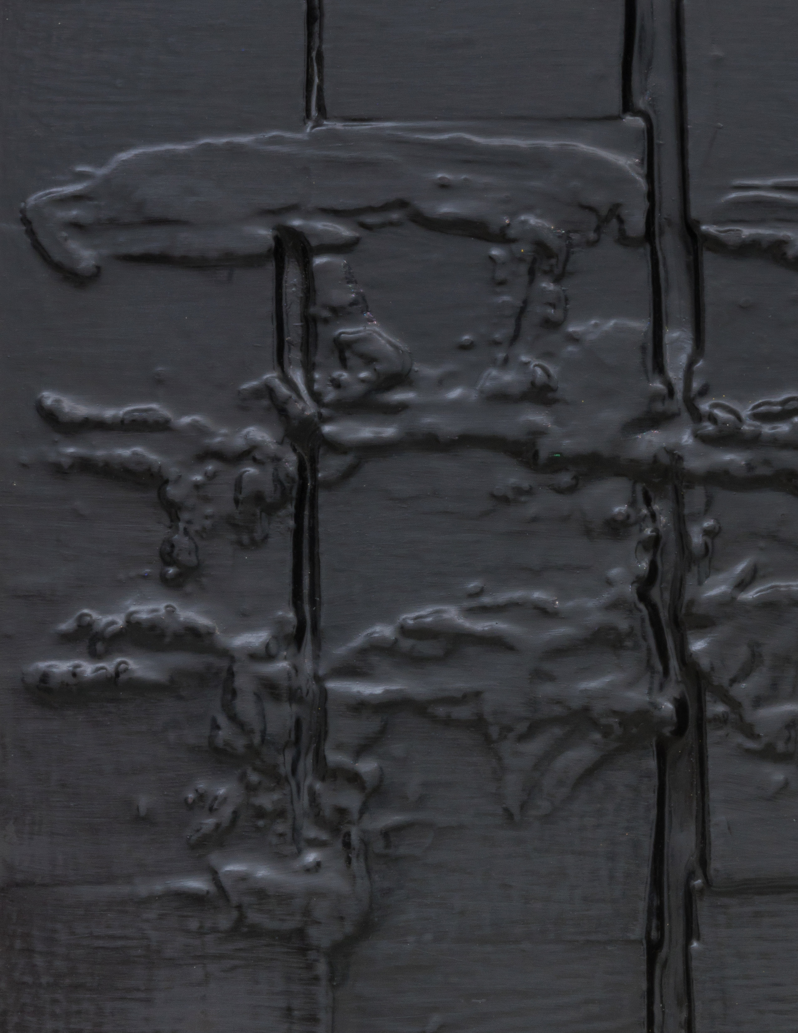 Detail view of Eleanore Mikus's epoxy on wood work Tablet 113