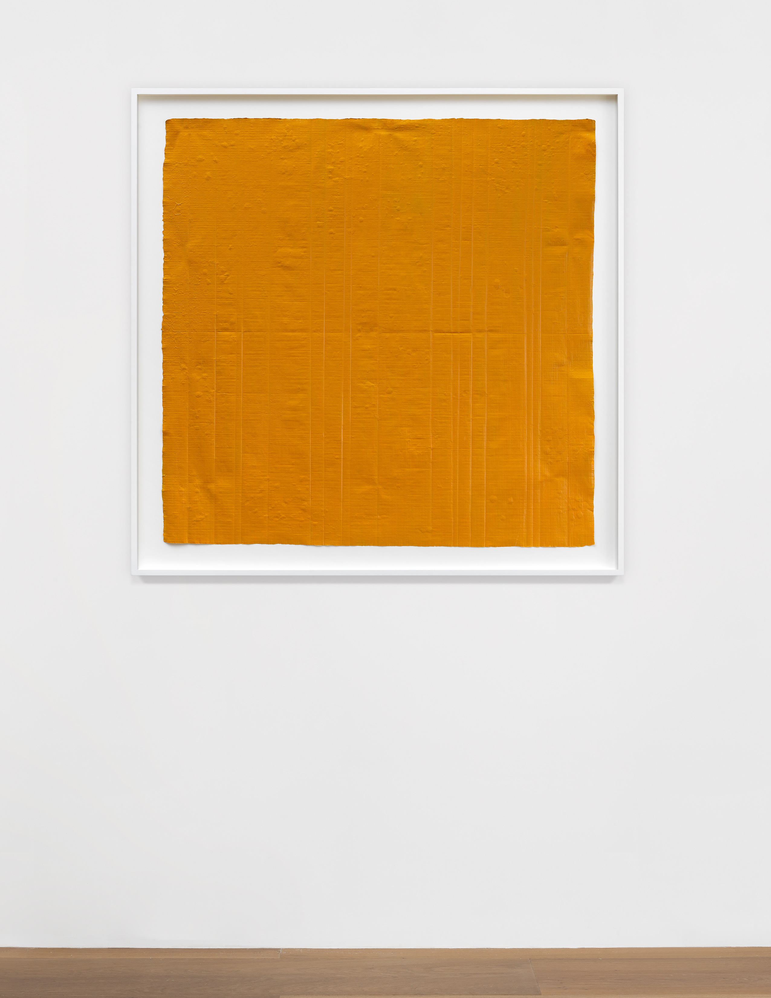 Installation view of Eleanore Mikus's Untitled paint on folded abaca paper work