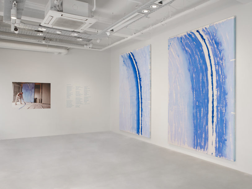 Installation image of Gunther Uecker at 40 Albemarle, featuring paintings from the Lighbtogen series.