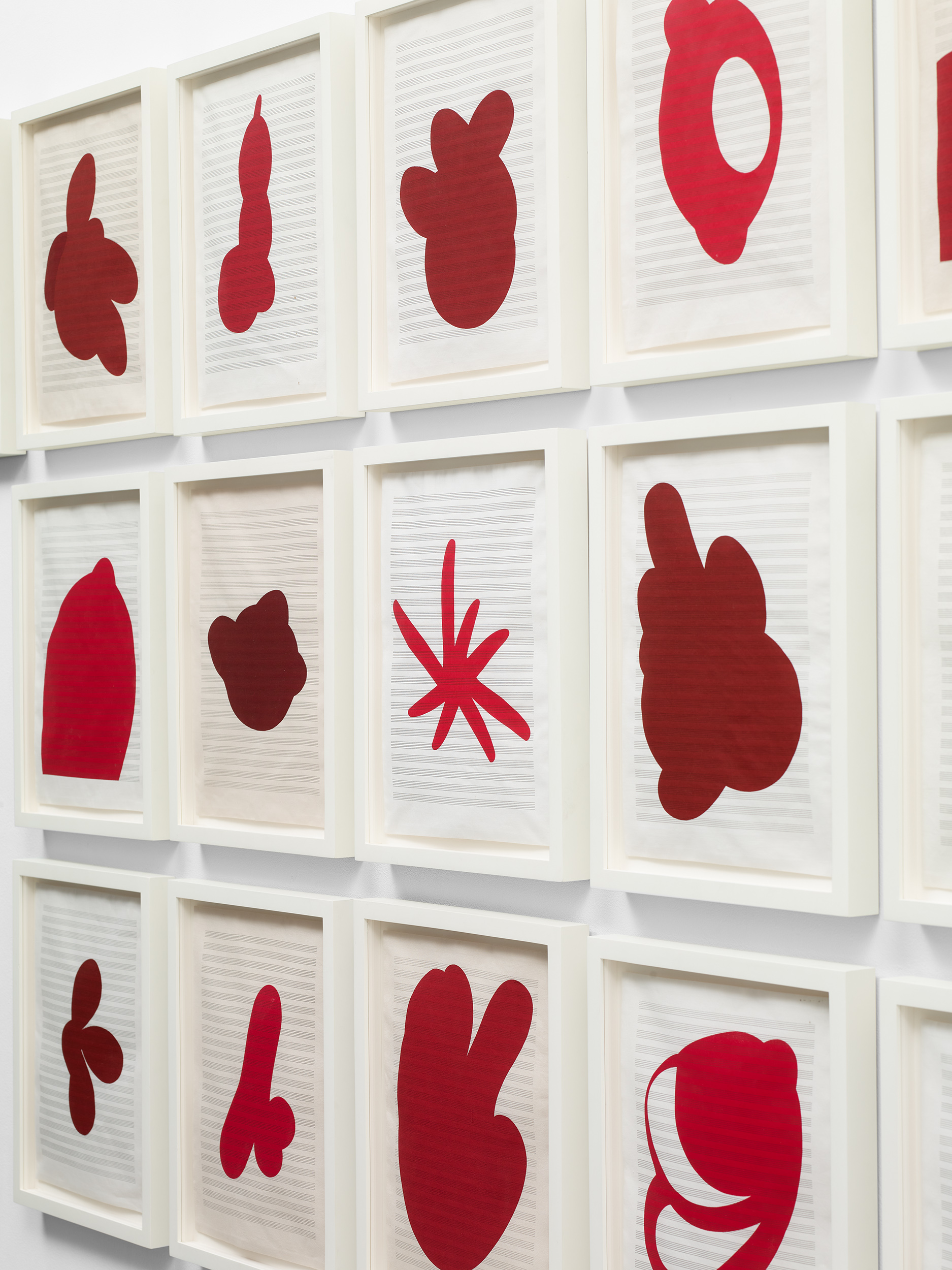 Detail view of Louise Bourgeois's series of 25 screen prints Lullaby