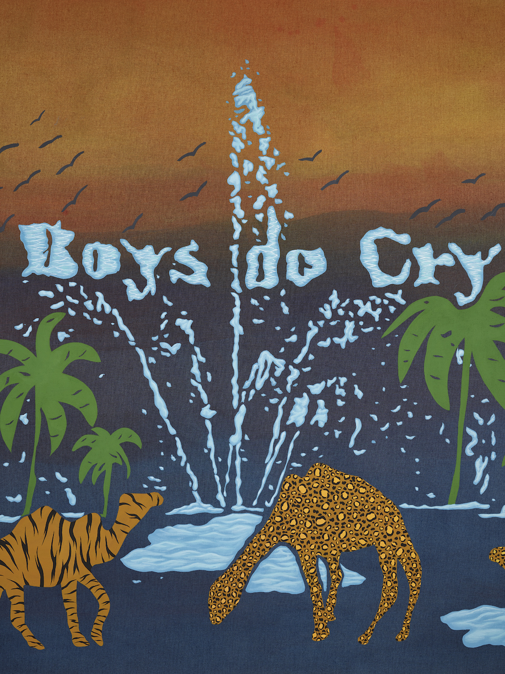 Detail view of Joel Mesler's painting Untitled (Boys Don't Cry)
