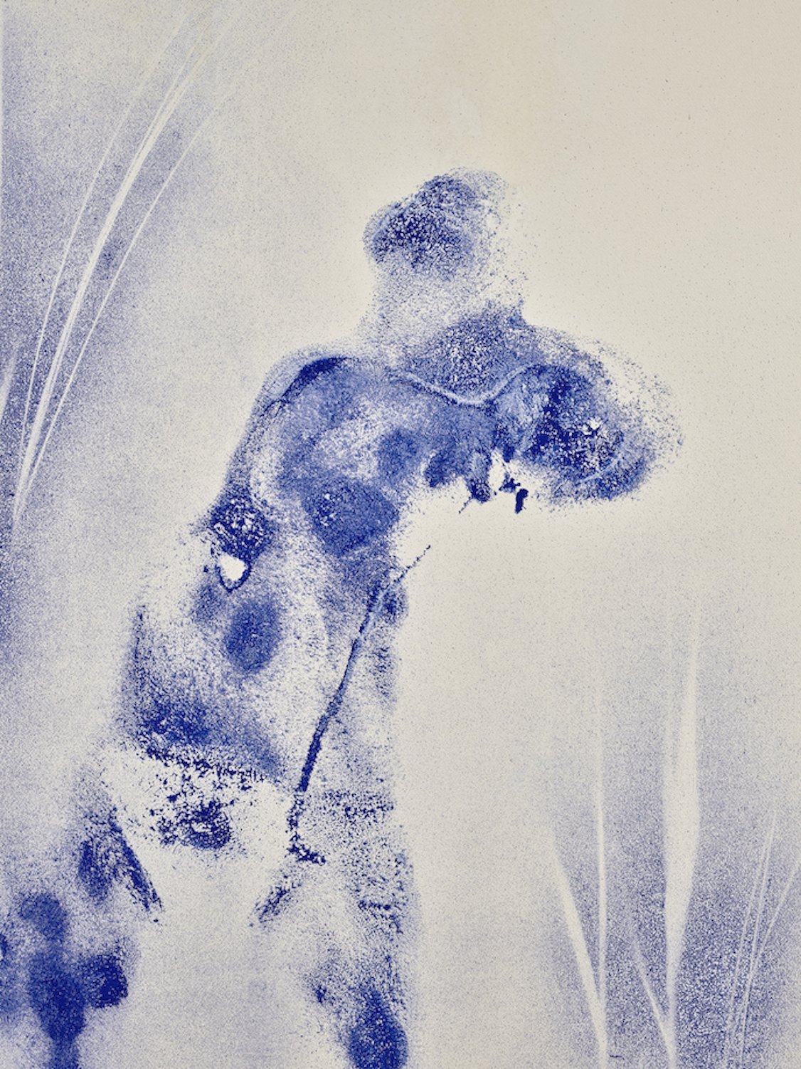 Detail view of Yves Klein's painting Anthropometrie sans titre (ANT 162)