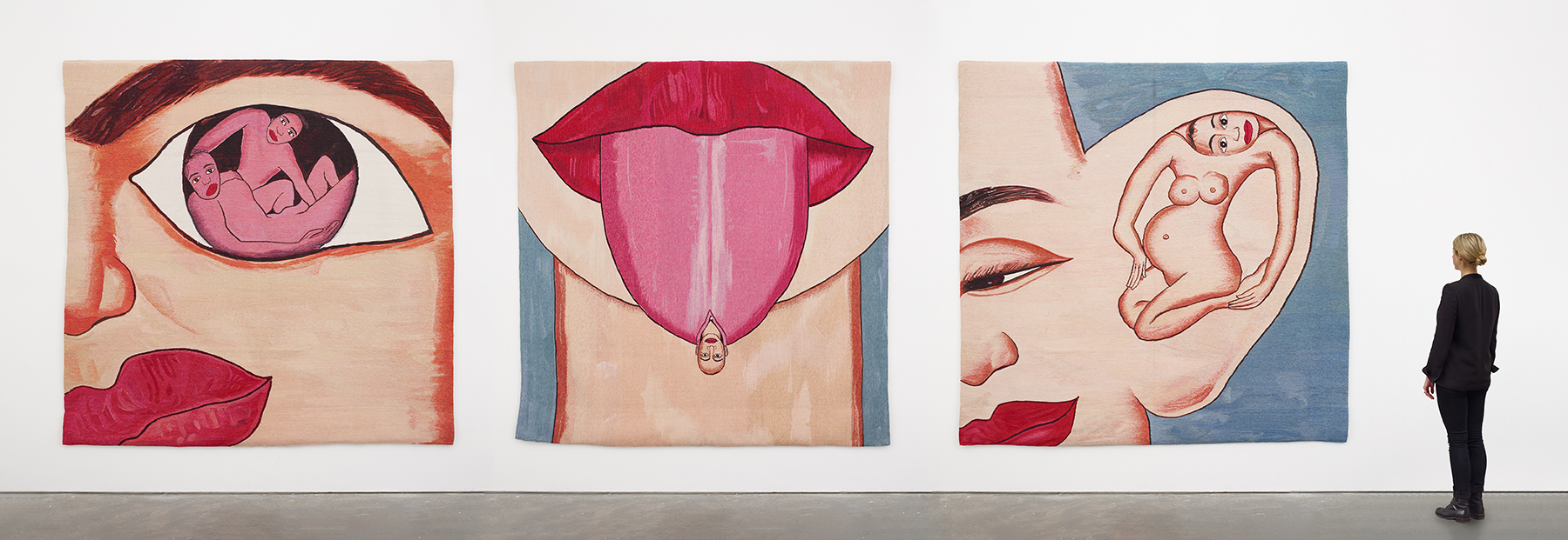 Scale view of Francesco Clemente's tapestry The Senses