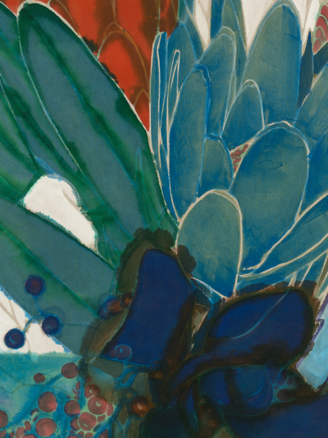 Detail view of Francisco Clemente's painting Winter Flowers XII